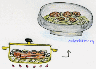 健康レシピの野菜レシピ、豚肉レシピ：豚肉と白菜の重ね蒸し