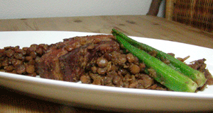 健康レシピ：豚肉とレンズ豆の煮込み