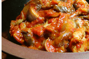 健康レシピ：鶏としいたけのトマト煮込み