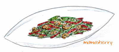 健康レシピの野菜レシピ：えびとピーマンのバジルソース和え