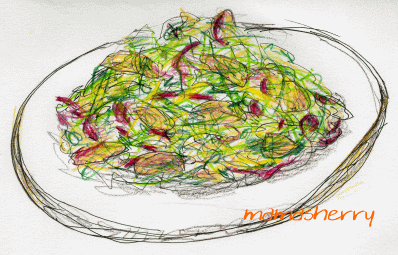 健康レシピの野菜レシピ：スモークサーモンと色とりどりピーマンの冷たいパスタ