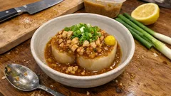 ローストチキンの残りでごちそうに：鶏味噌ふろふき大根の作り方